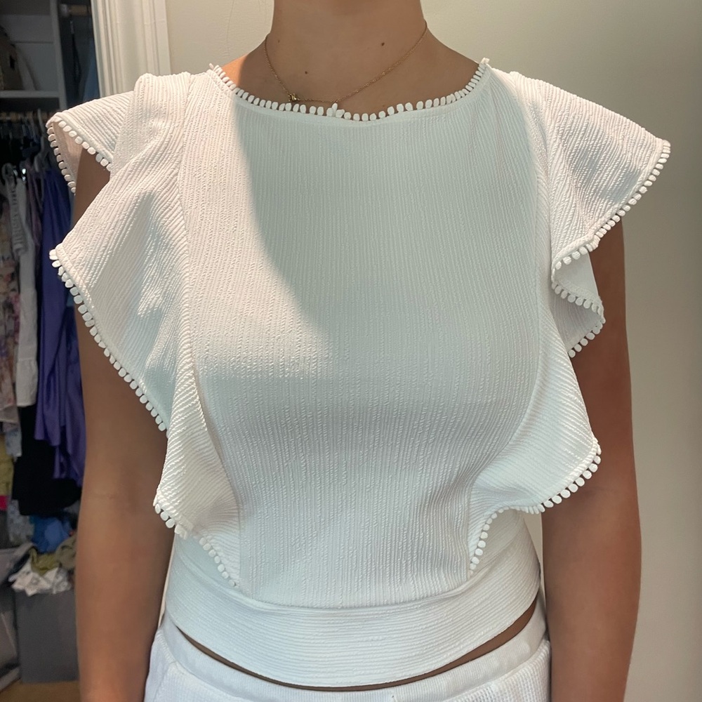 Joie White Ruffle top in Size S